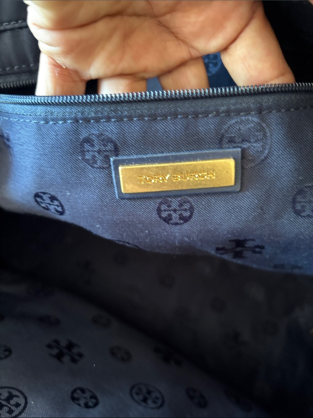 Tory Burch Navy Logo Nylon Tote - Picture 5 of 10